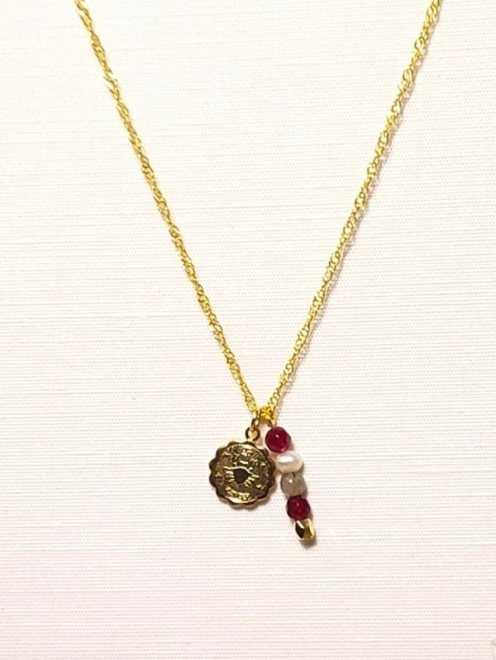Handmade Gold Cancer Pendant Necklace with Genuine Gemstones
